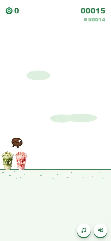 The coffee bean jumping over two of The Club's drink cups